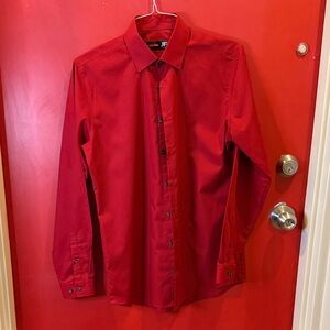 JF J.Ferrar Bold Red Men's Dress Shirt
